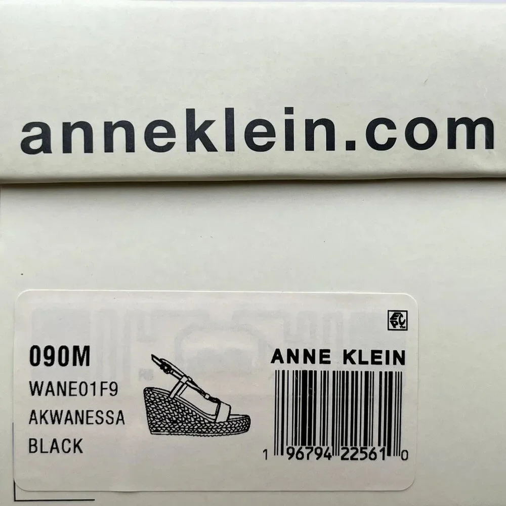 Anne Klein Akwanessa Women’s Espadrille‎ Wedge Sandals Size 9 Black-Tan Strappy